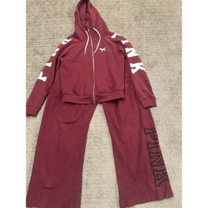 Victoria Secret Pink Rare Vintage Sweatsuit Crop Pants XS Maroon Y2K (H)